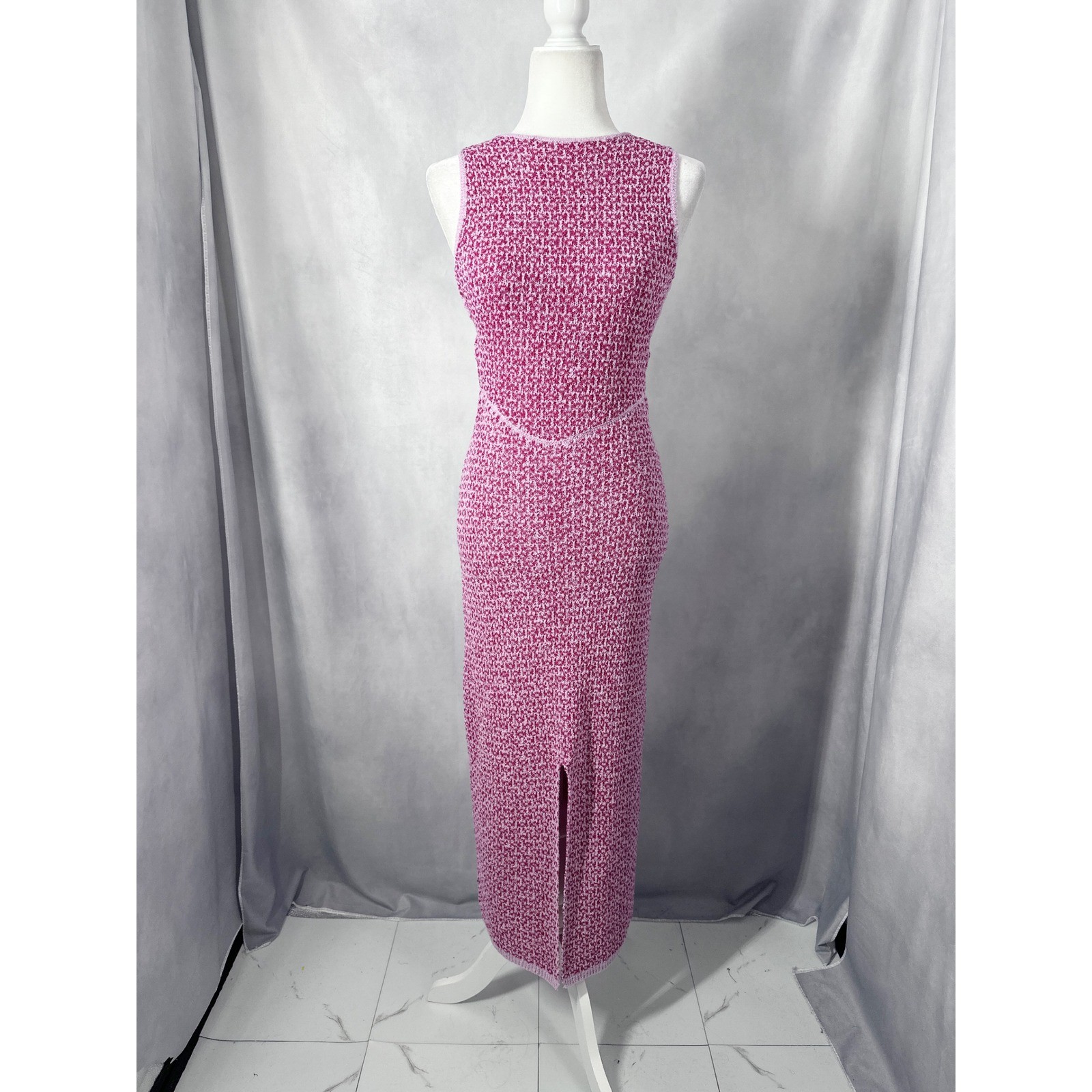 FP Beach Mindy Pink Knit Halter Open Back Midi Maxi Dress Women’s Size Medium