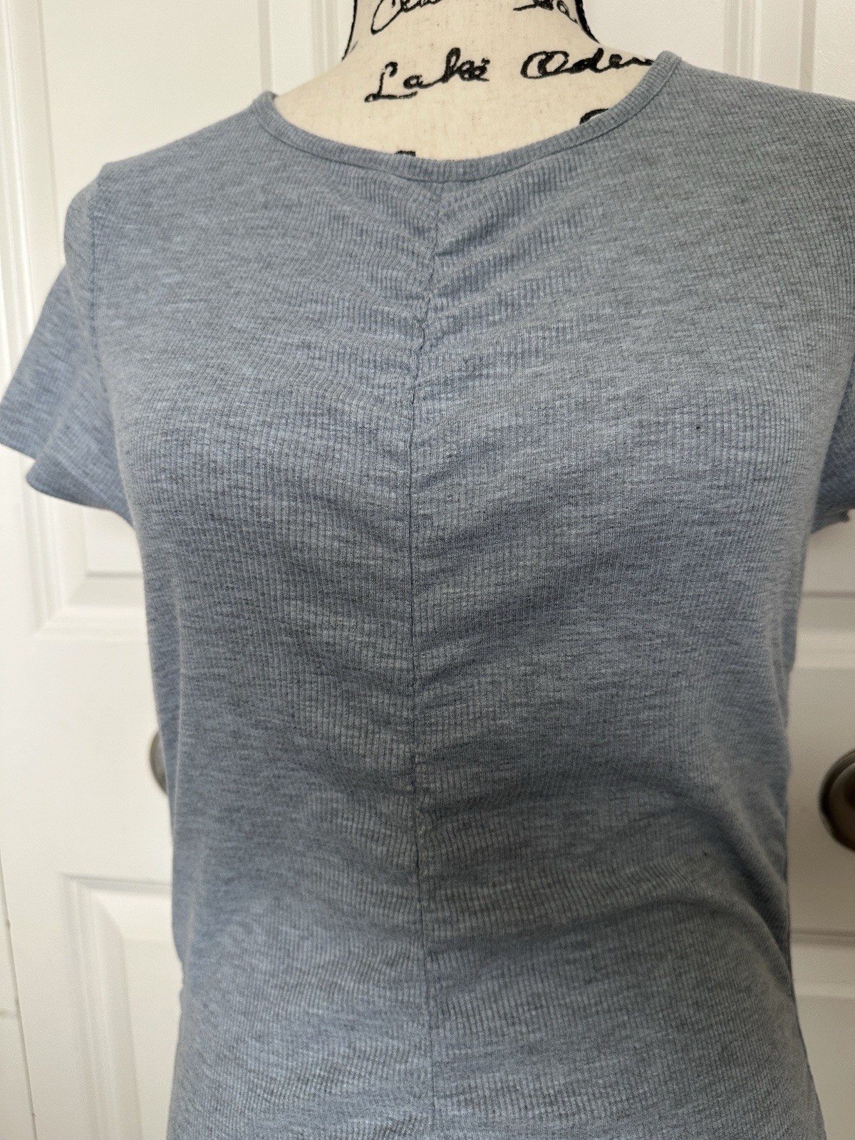 Divided by H&M Gray Knit Ruched Stretch Bodycon Dress Short Sleeve Crew M
