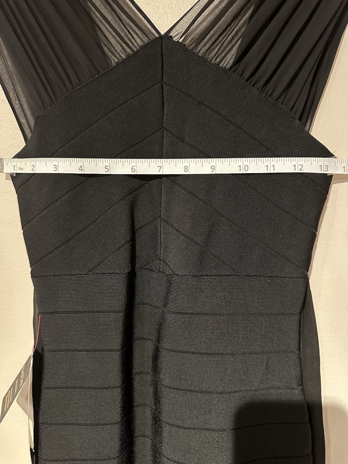 Bebe Dress Black Cocktail Bodycon Sheer Back Scarf S MSRP $139 NEW w/ TAG