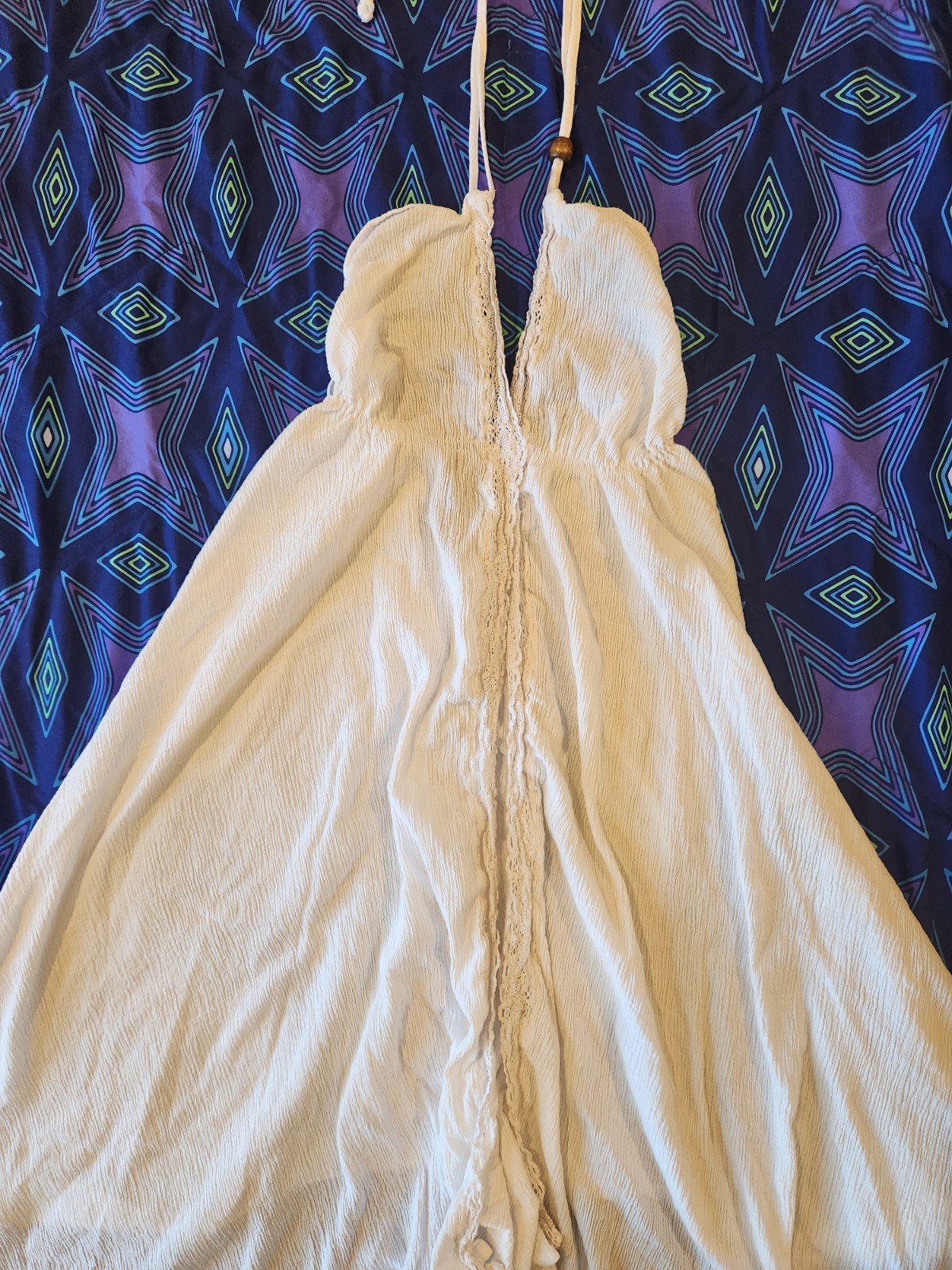 SUNCANS White Halter Strap DRESS For Beach or Summer WOMEN’S SIZE S.100% COTTON