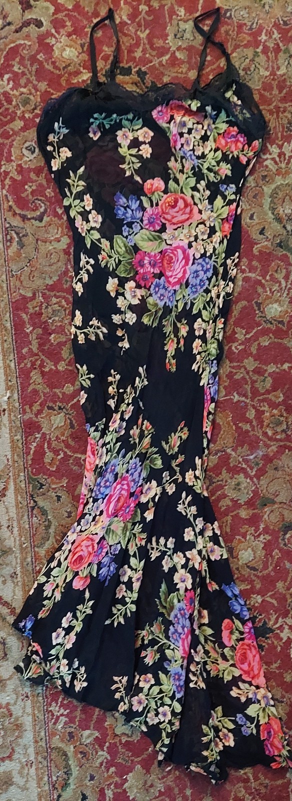 Lola P Whimsy Beaded Sheer Slip Dress L