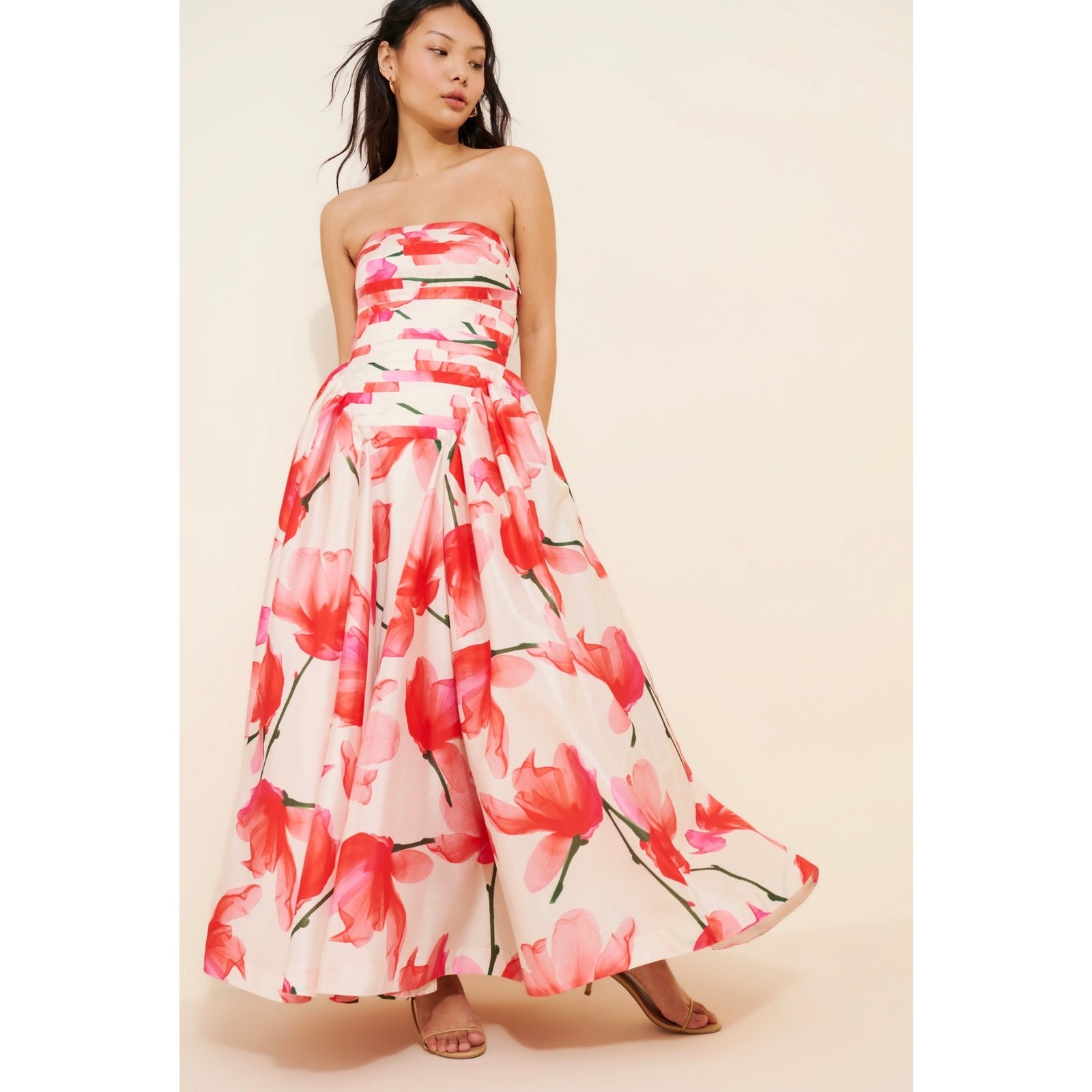 Hutch Sianna Strapless A-Line Floral Gown Size US 6