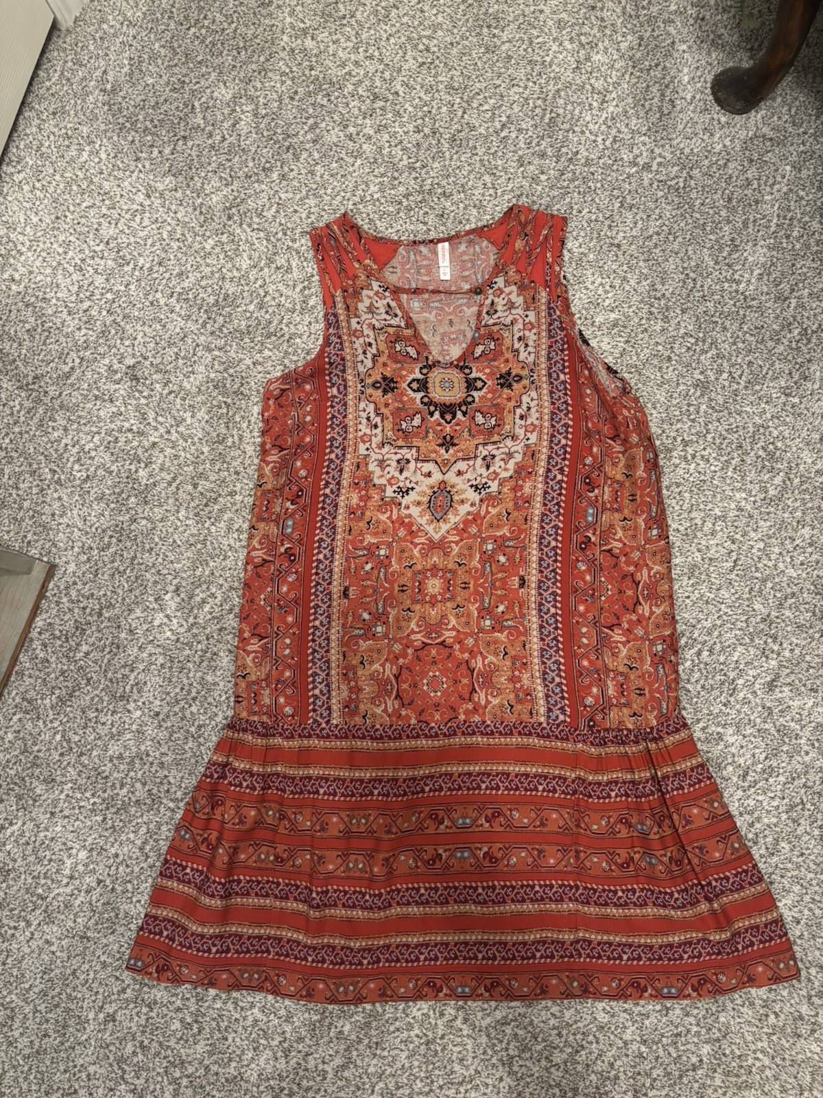 Women’s Xhilaration Rust Colored Paisley Sleeveless Sundress Size L