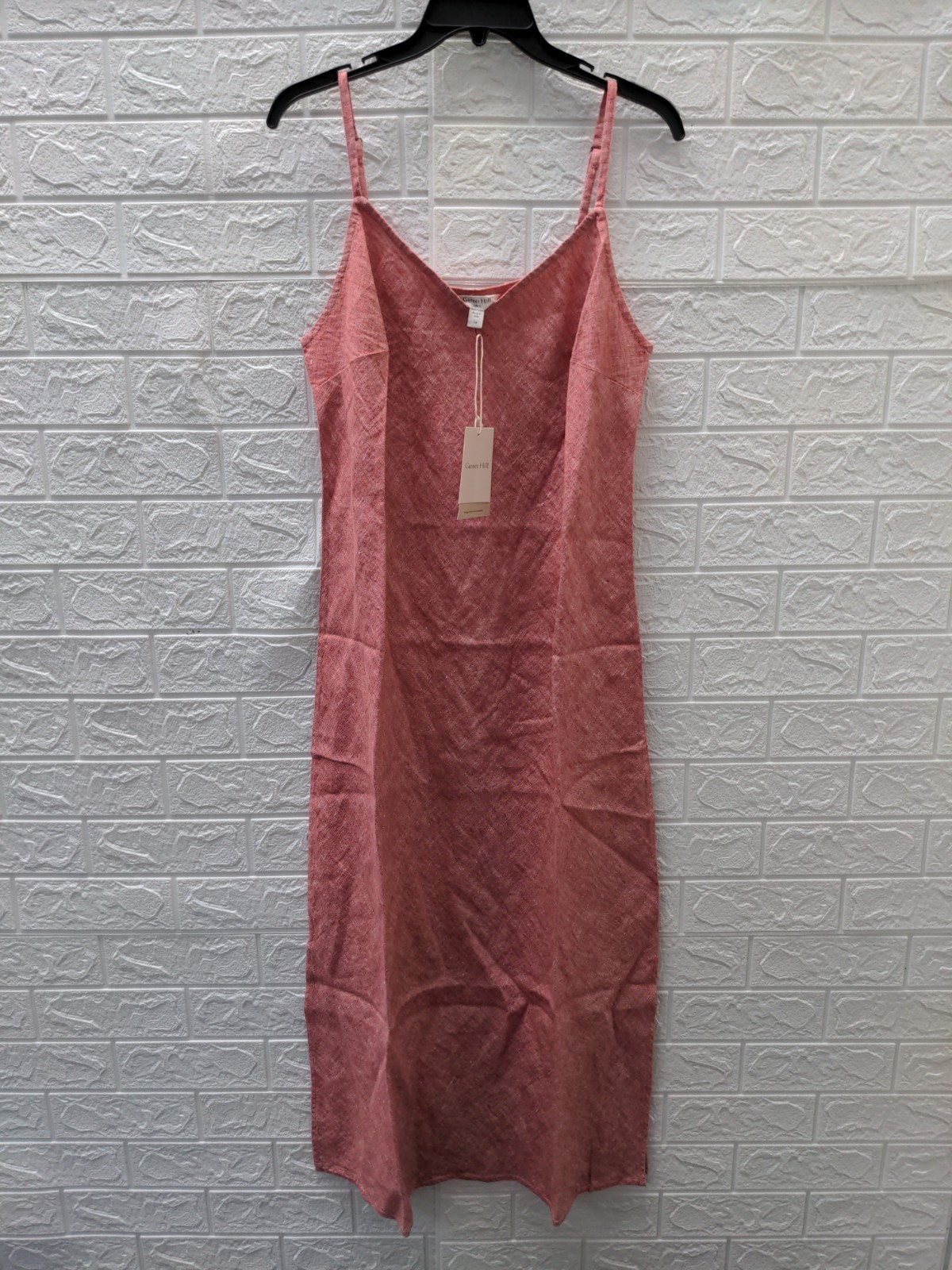 New Garnet Hill Adele Linen Slip Dress Poppy Rose Chambray Sz 14