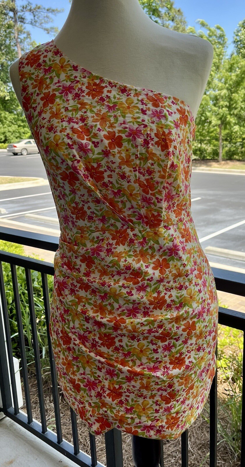 Do + Be Women’s One Shoulder Lined Bright Floral Dress Size Medium NEW!