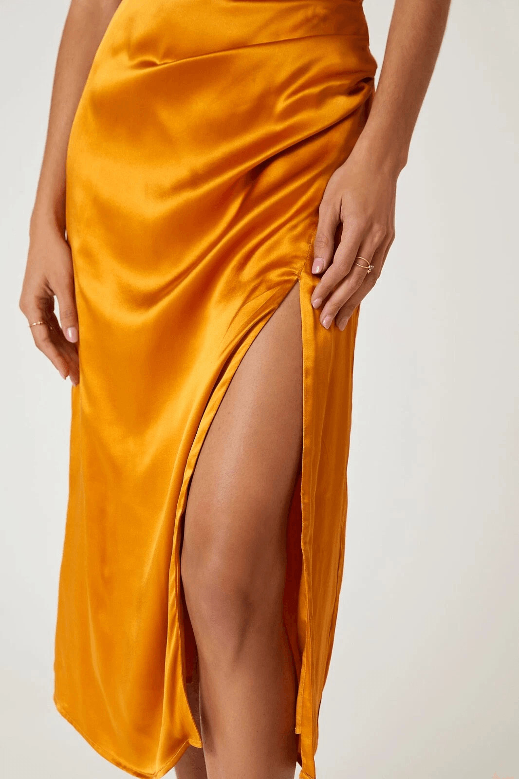 Anthropologie One-Shoulder Silk Midi Dress Orange NEW Size 16W