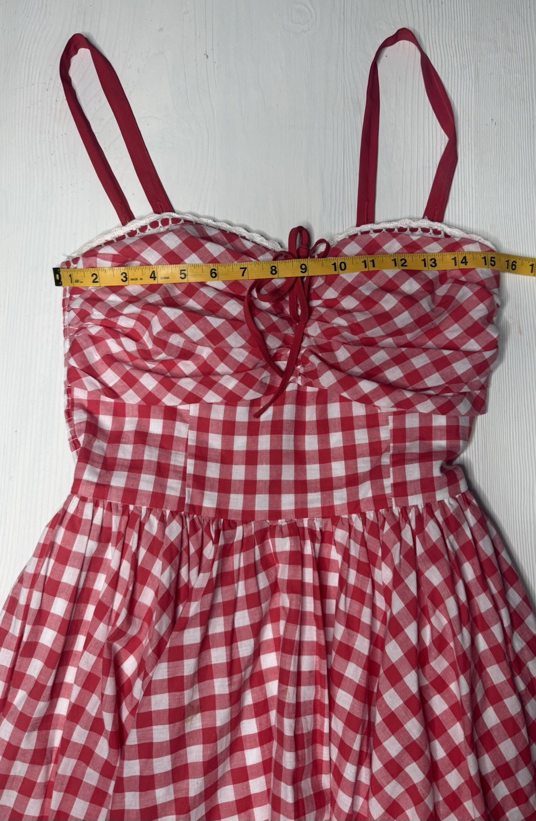 Unique Vintage Brand Gingham Red & White Swing Dress SZ 8-10 Rockabilly Retro