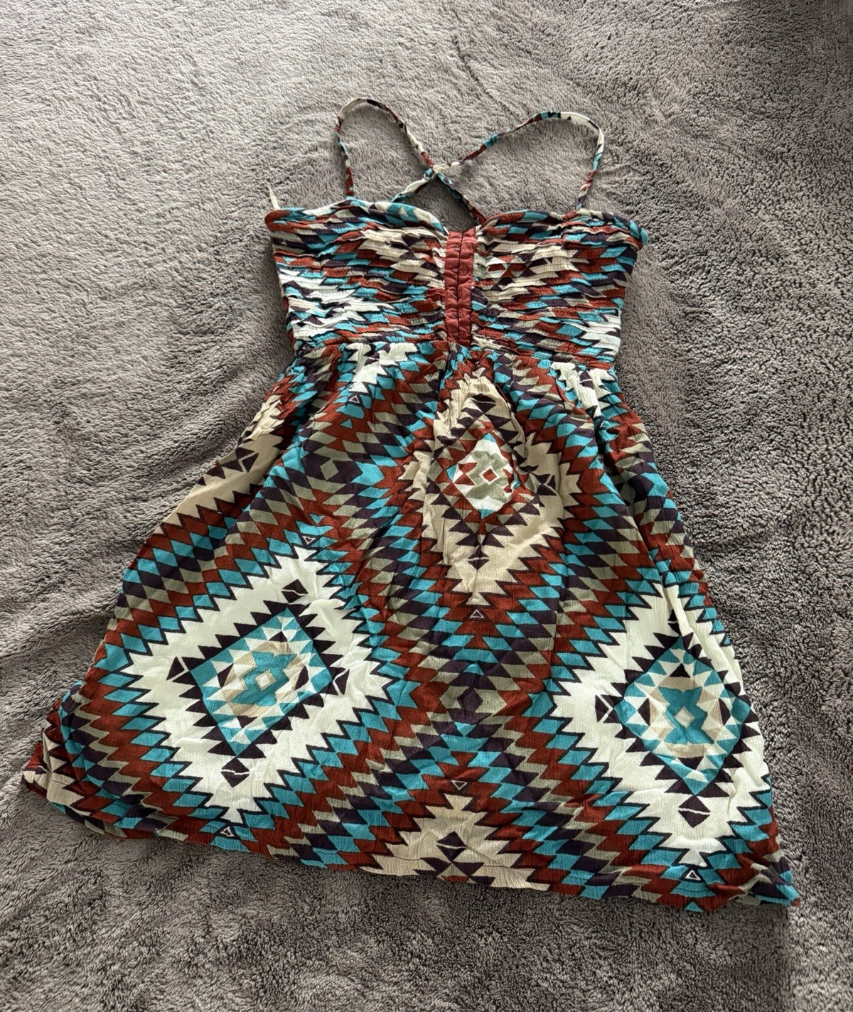 Billabong Aztec Multicolor Sweetheart Lined Sundress Zip Size M