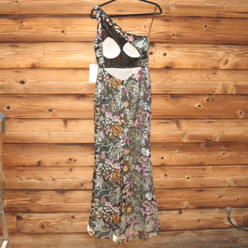 Mac Duggal 49574 Embellished Floral One Shoulder Gown Dress Size 4
