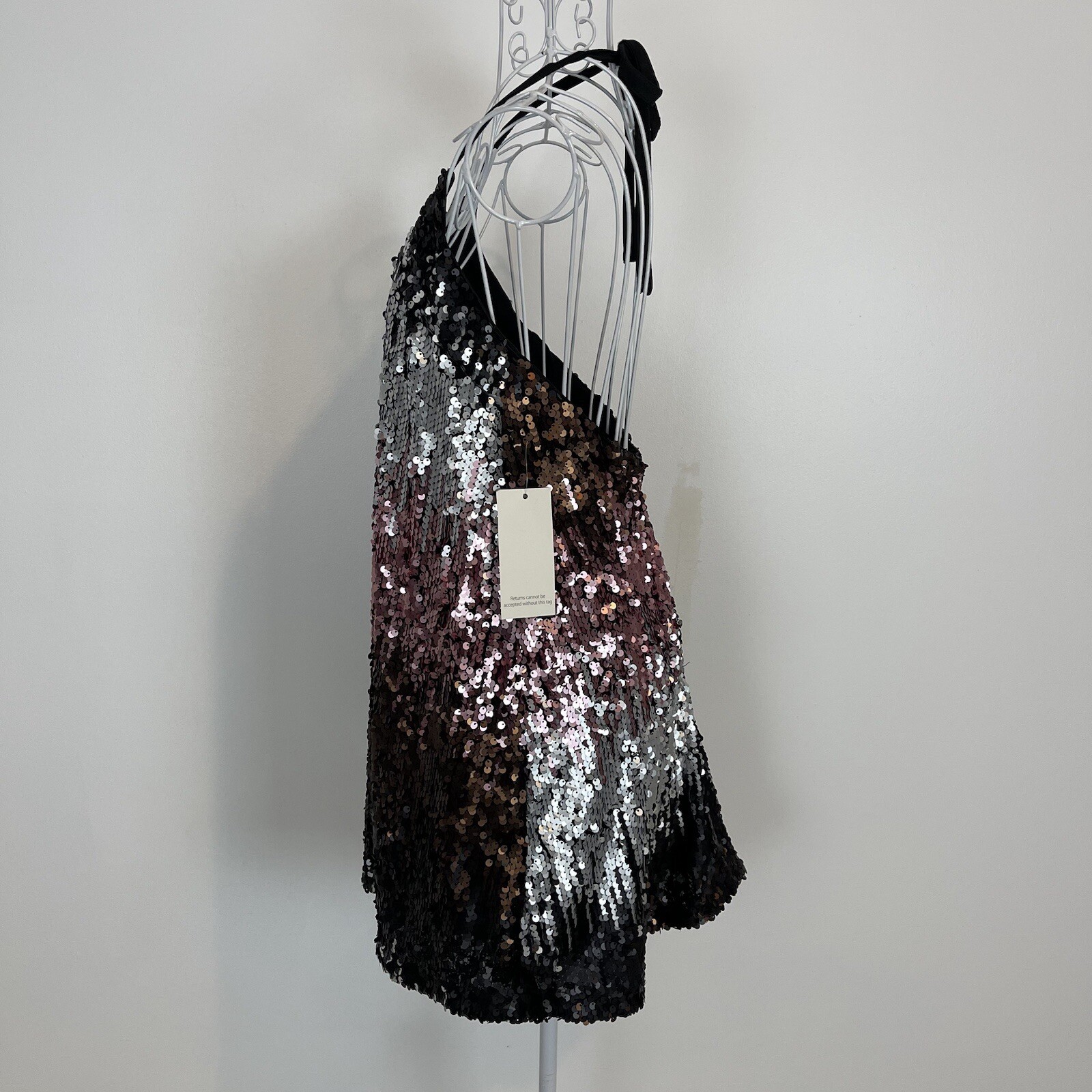 NWT Tobi Till Sundown Halter Sequin Ombre Dress mini A-line backless holiday S