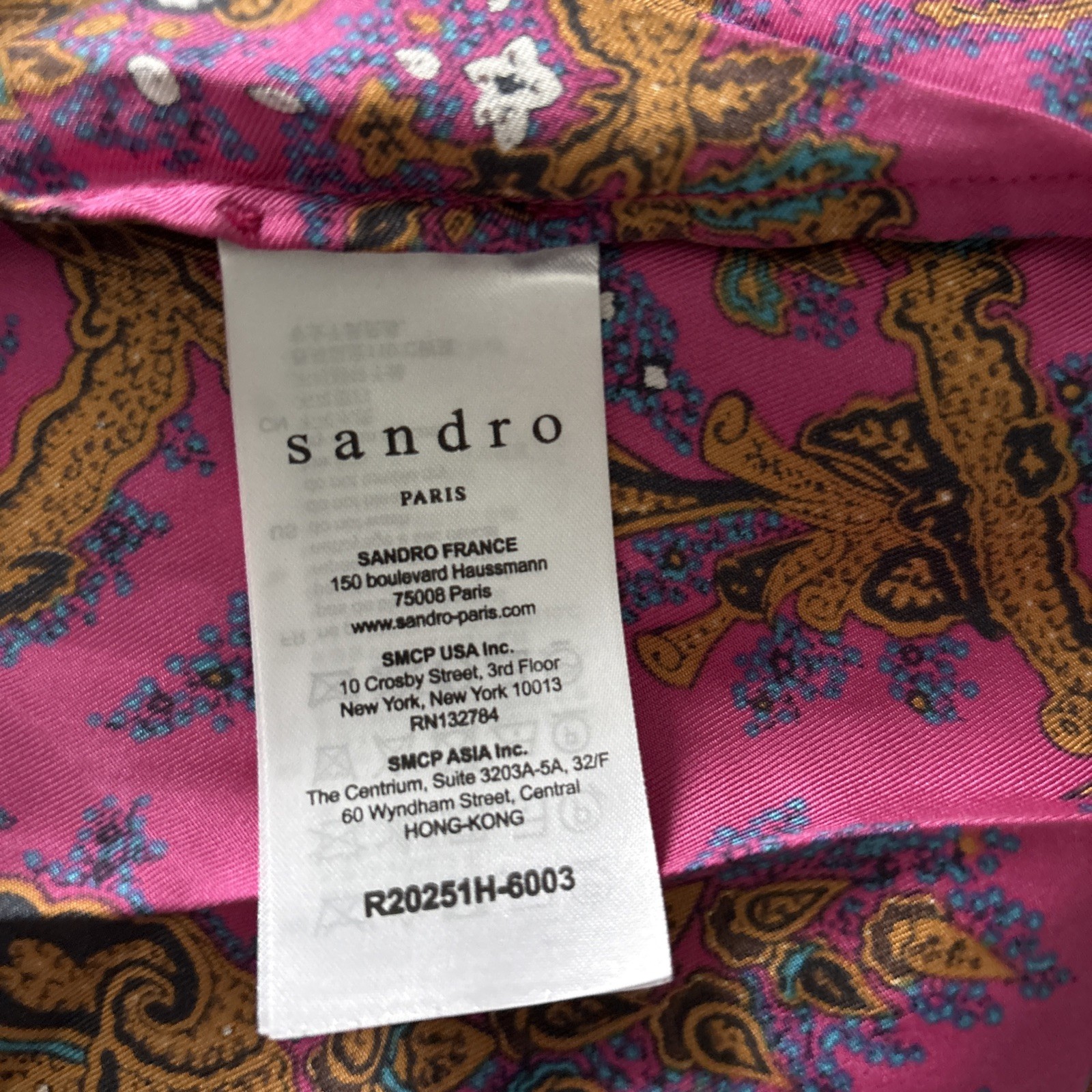 Sandro Paris Silk Midi Dress Sz 38 US 6 Medium Vibrant Pink
