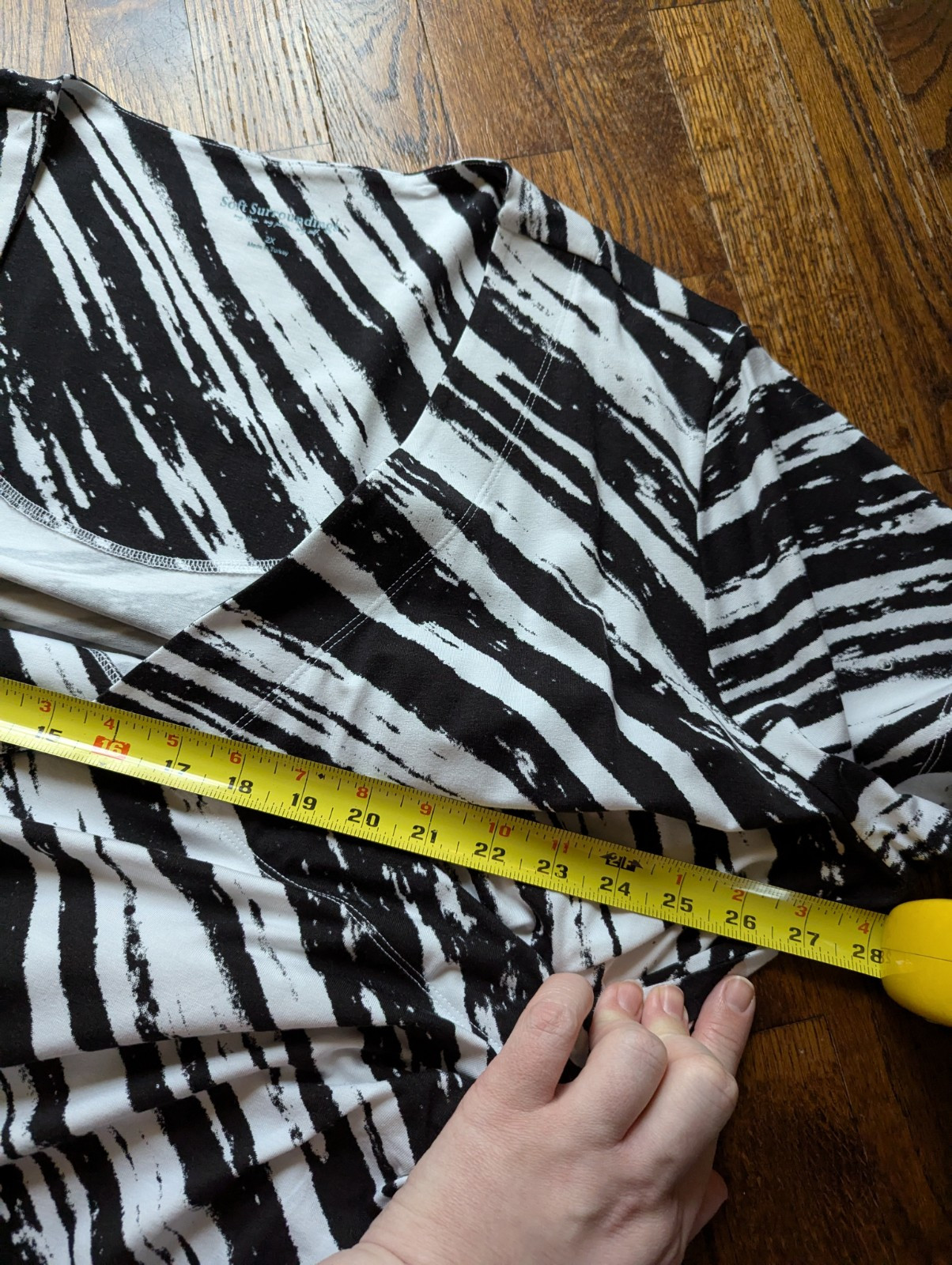 Soft Surroundings 2X Black White Surplice Wrap Cotton Modal Stretch Midi Dress