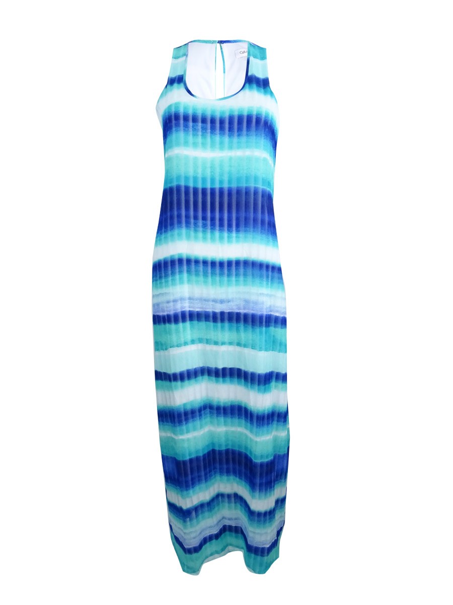Calvin Klein Women’s Striped Chiffon U-Neck Maxi Dress