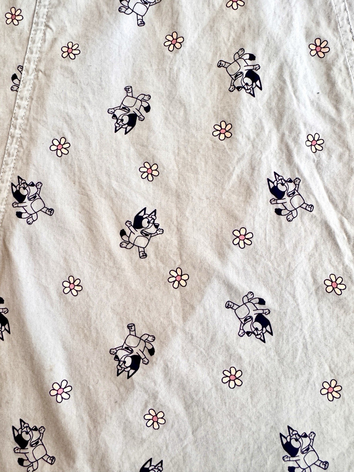 Bluey Puff Sleeve Cotton Dress Light Blue Floral Character Print Womens Large