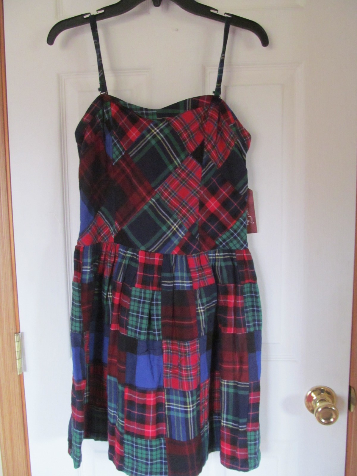 NWT Arizona Jean Co. PATCHWORK SPAGHETTI STRAP DRESS size LARGE