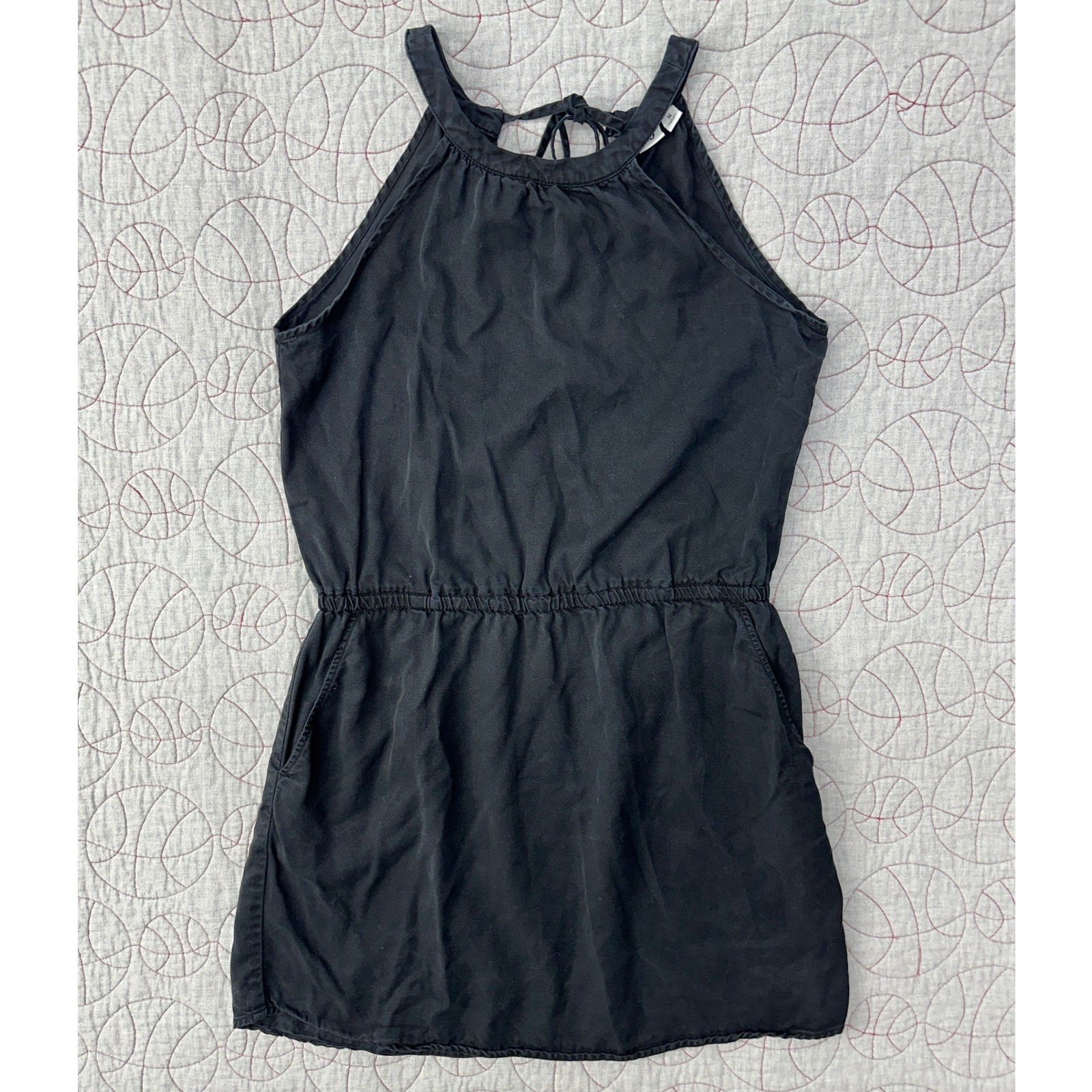 tentree Cypress Dress Black Halter Neck Tencel Mini / Womens Medium