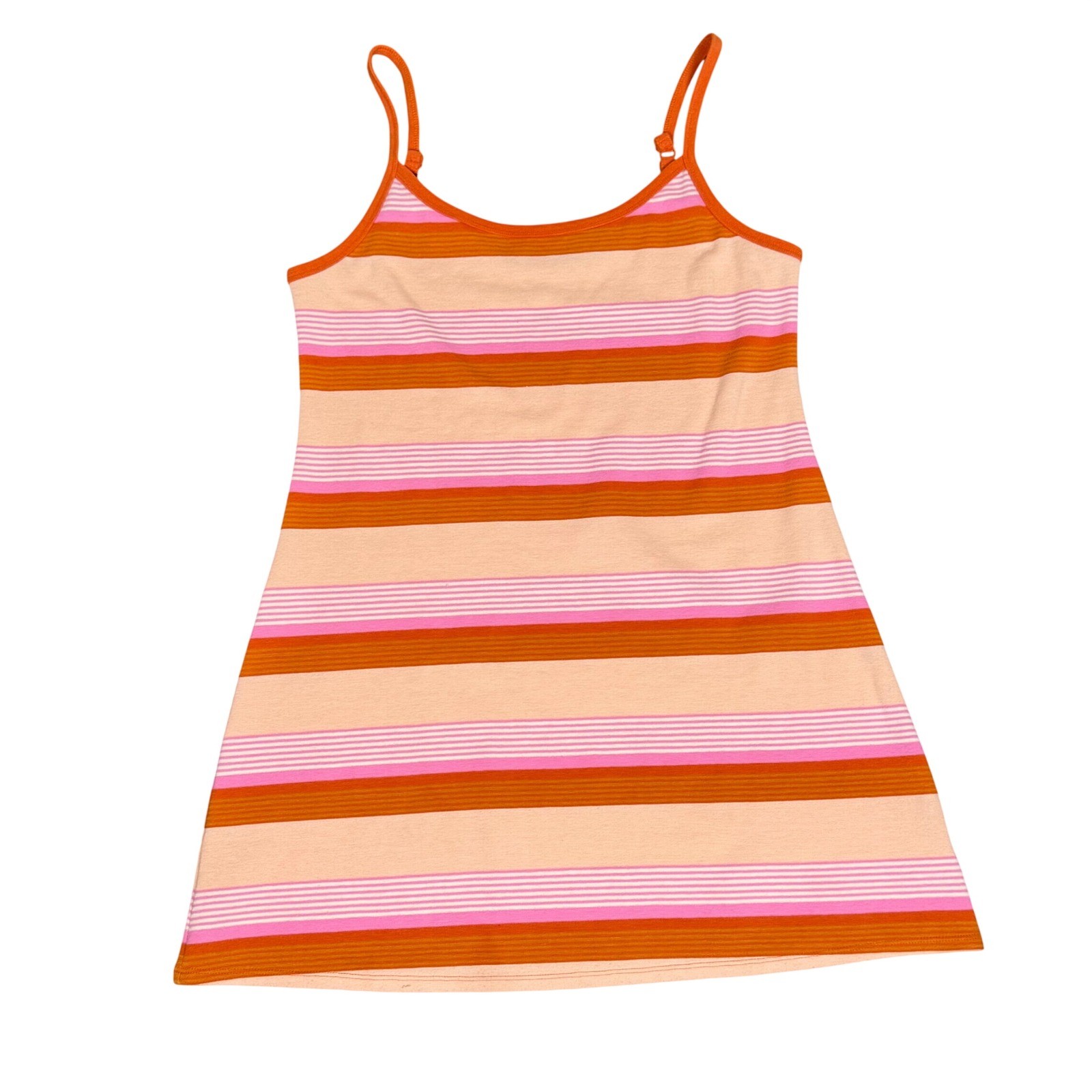 American Eagle Striped Camisole Mini Dress Womens Large Orange Pink Sleeveless
