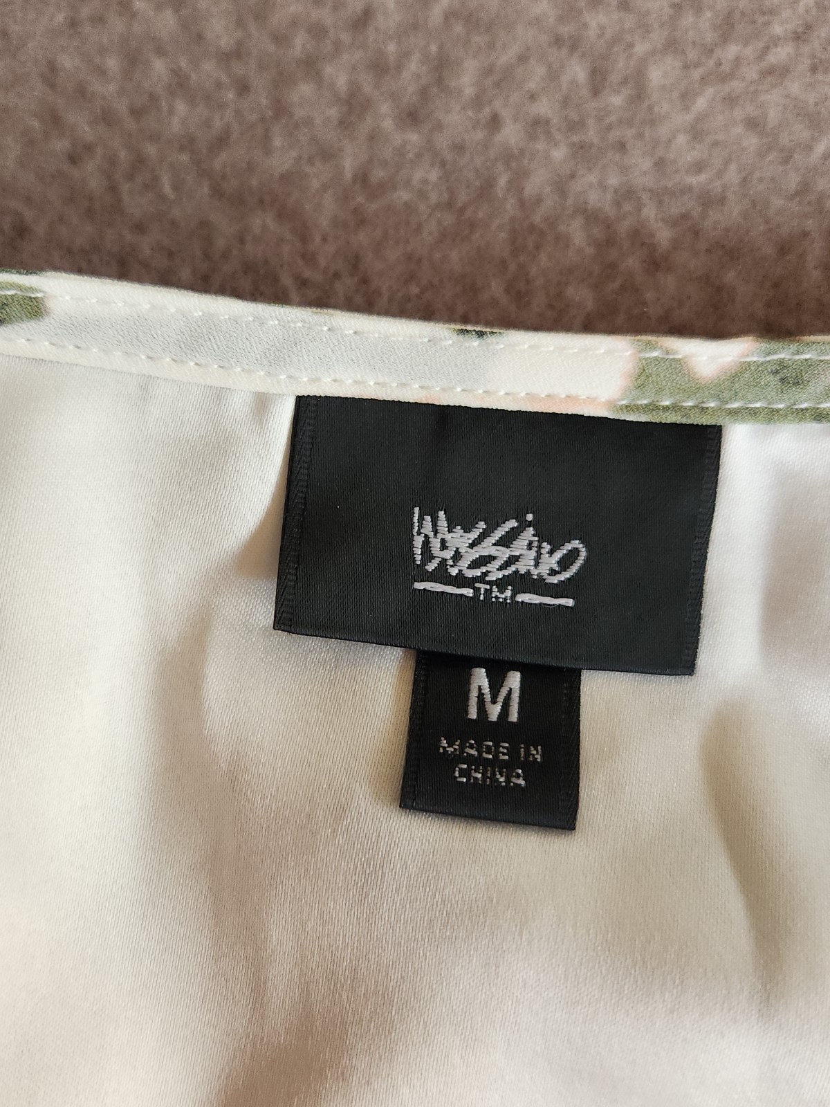 Mossimo M Abstract Olive Pink Cami Dress Midi Boho Handkerchief Hem Fully Lined