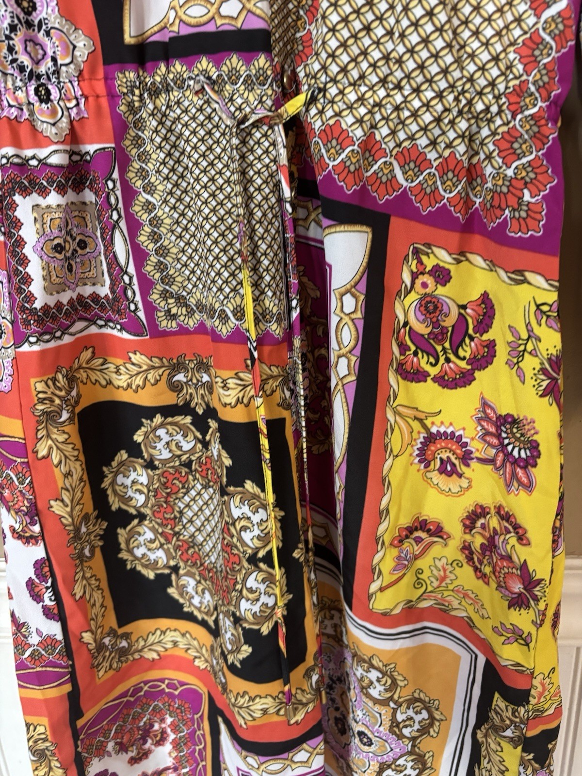 Spense Designer Inspired Print Italian Baroque Dress Magenta Mustard Size 4
