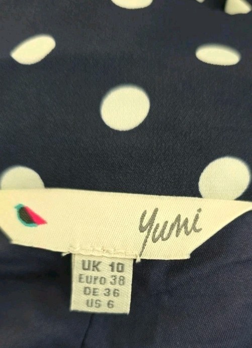Vintage 1940s 1950s style Navy Blue polka dot Utility day dress Size 10 pockets