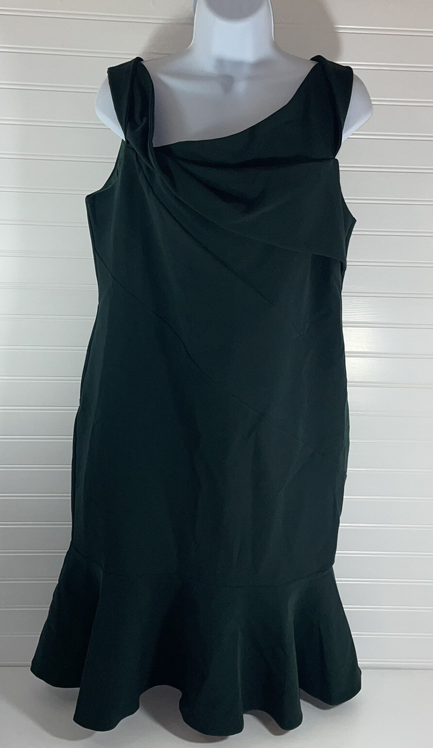 NWT Metisu Deep Green One Shoulder Hem Mini Dress XL 97% Polyester 3% Spandex