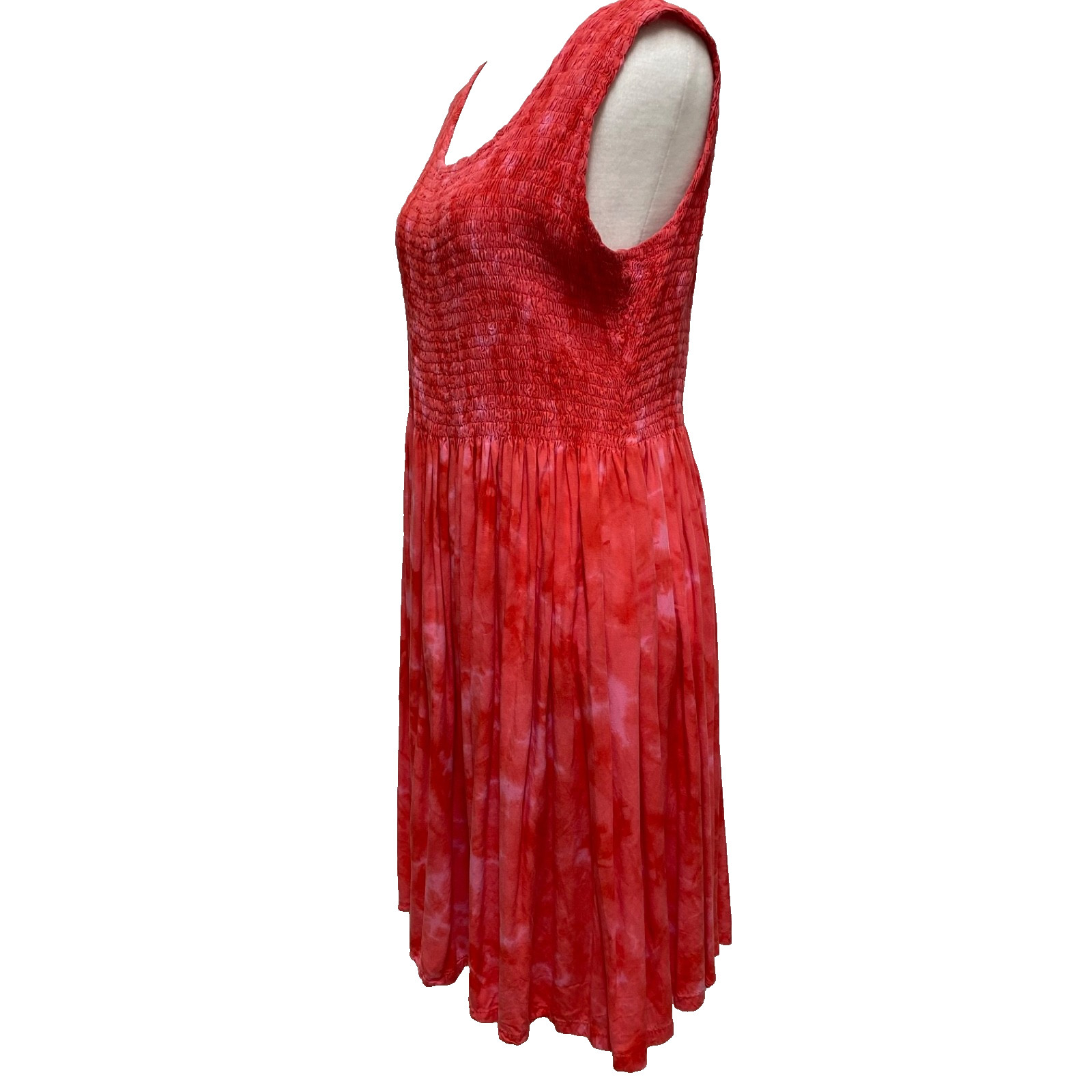 Go Fish Clothing & Jewelry Co Midi Sleeveless Dress Sz L Floral Red Pink Beachy