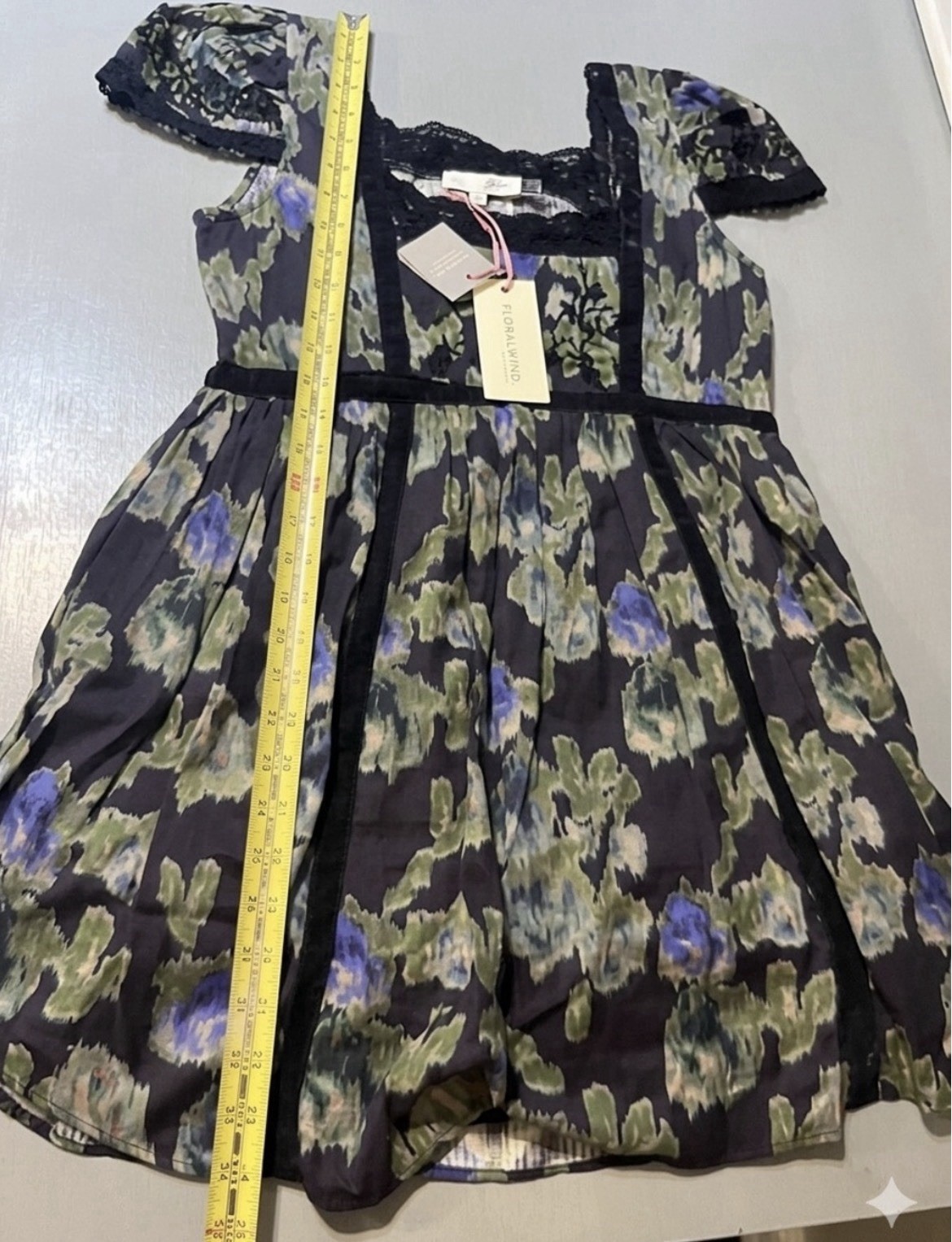 NEW LoveShackFancy Floral Lace Trim Mini Nutmeg Dress Size 4