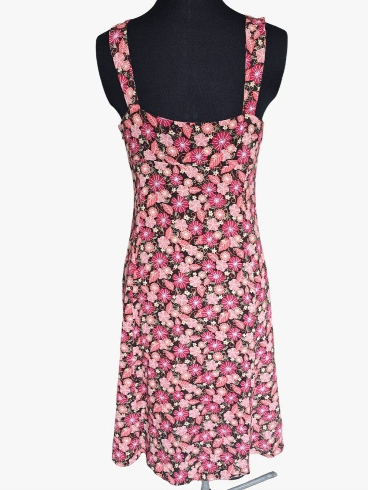 LOFT Vintage Pink & Brown Floral Midi Slip Dress Size 6 Casual Cocktail Wedding