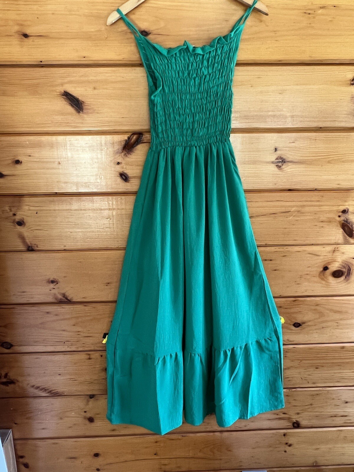 Womens Spaghetti Strap Smocked Tiered Long Beach Sun Dress Free Size S – L