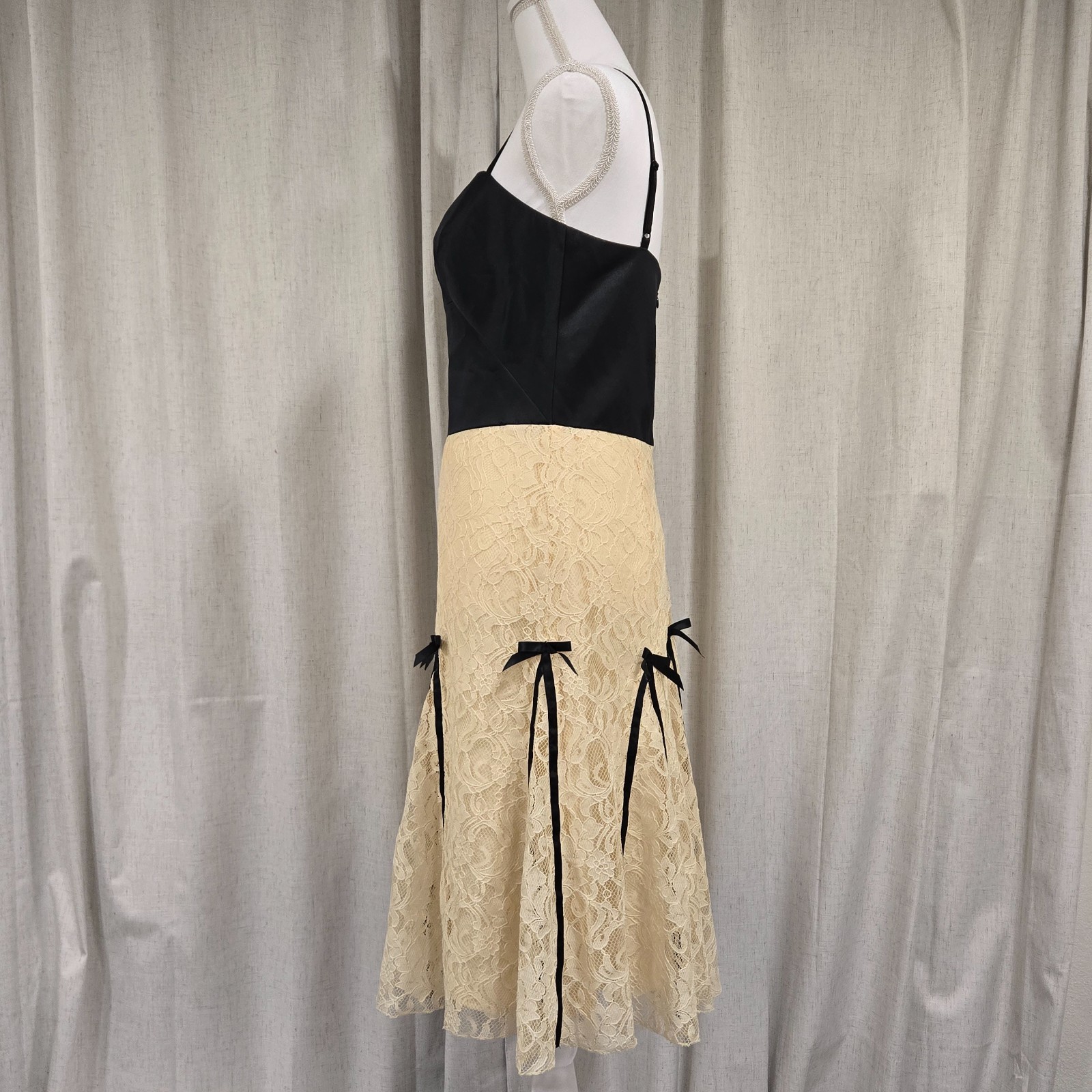 Vtg Y2k Victoria’s Secret Moda Dark Fairy Gothabilly Witchy Bows Formal Dress 8