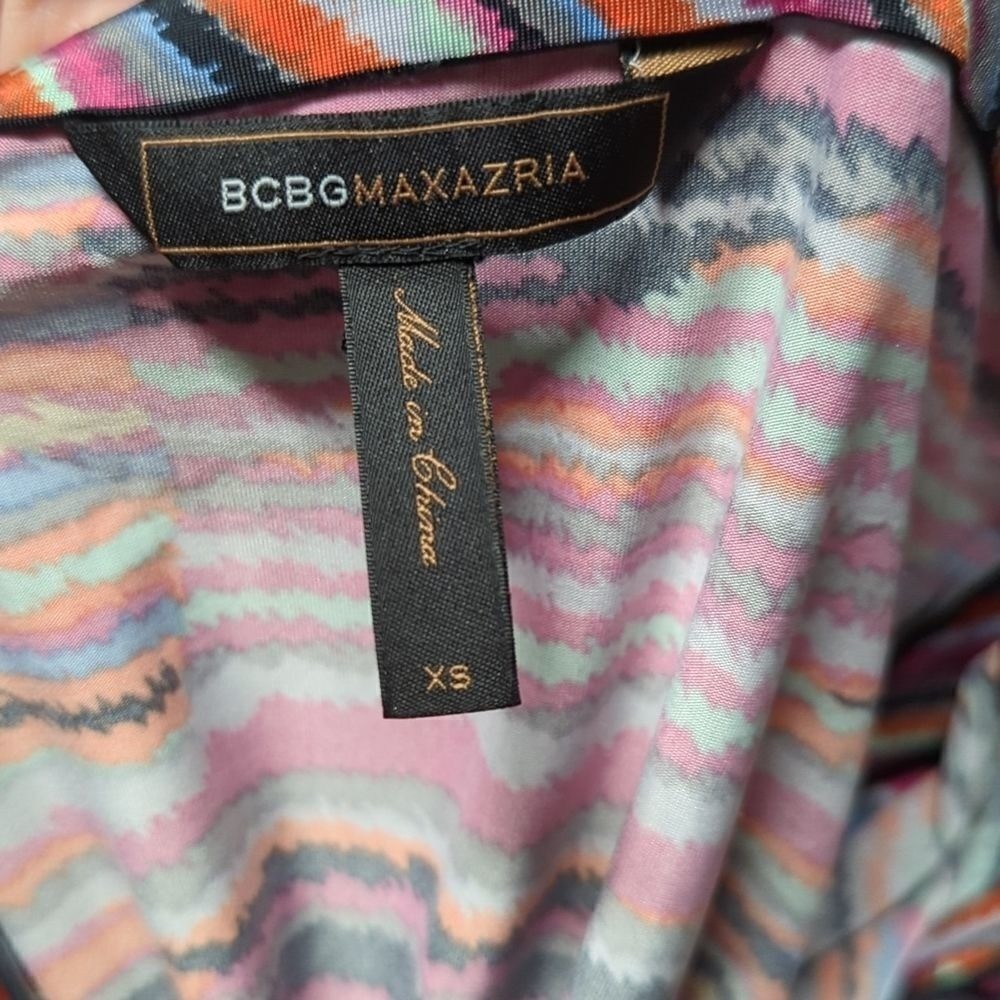 BCBGMAXAZRIA Womens Multi Color Abstract Stripe Boat Neck Sheath Dress XS