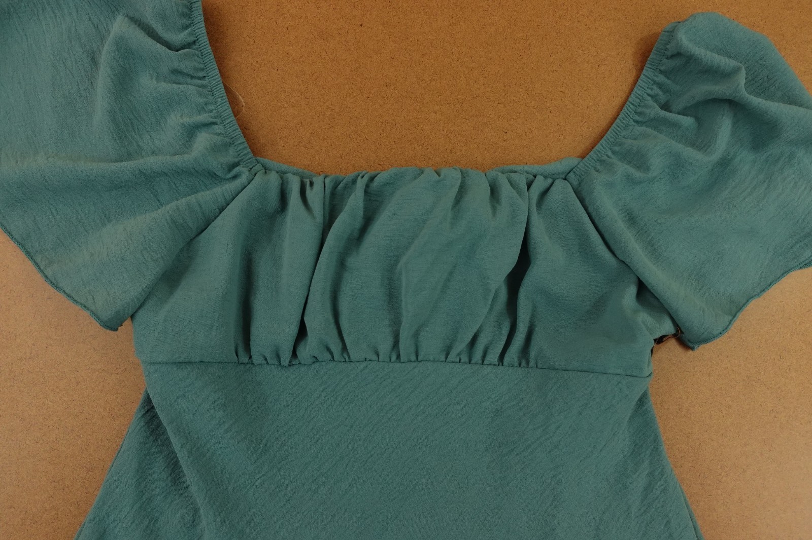 Originality Womens Large Seafoam Blue Off The Shoulder Back Bow Mini Dress NWT