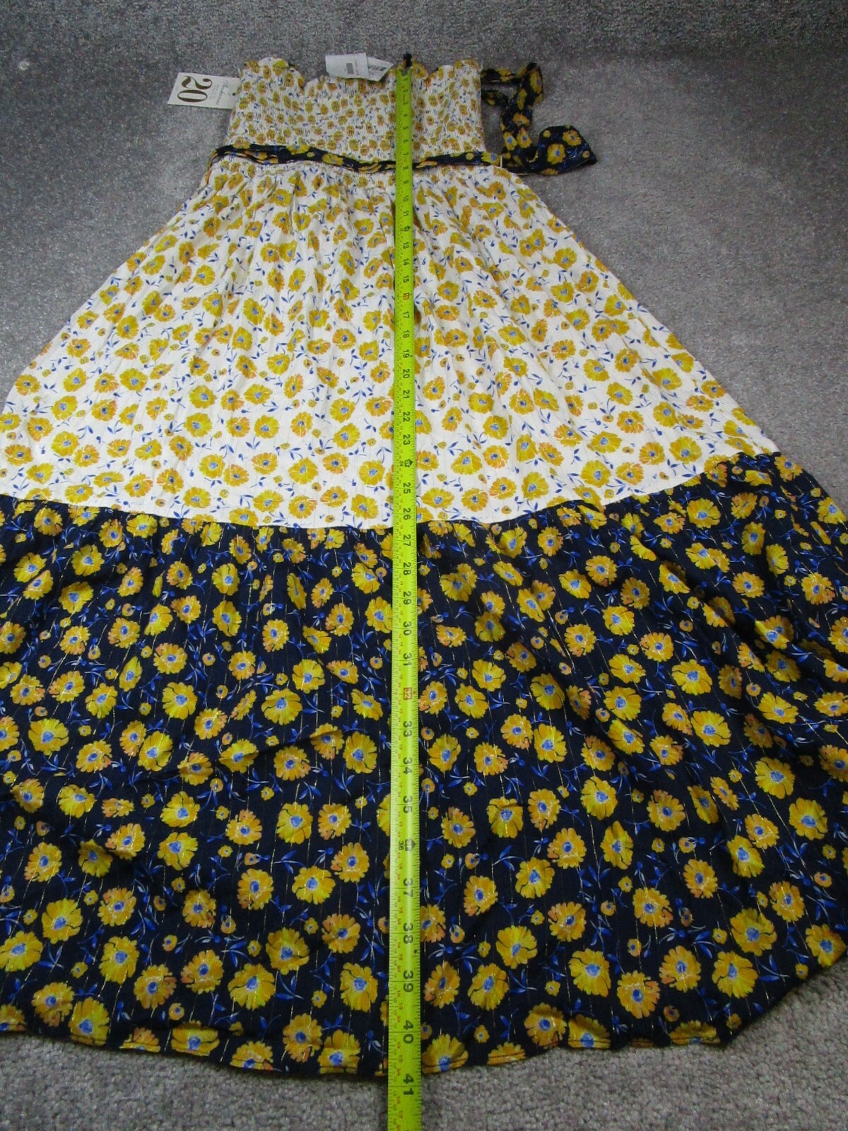 Shoshanna Dress Womens Large Yellow White Blue Floral Wrap Blouson Halter New