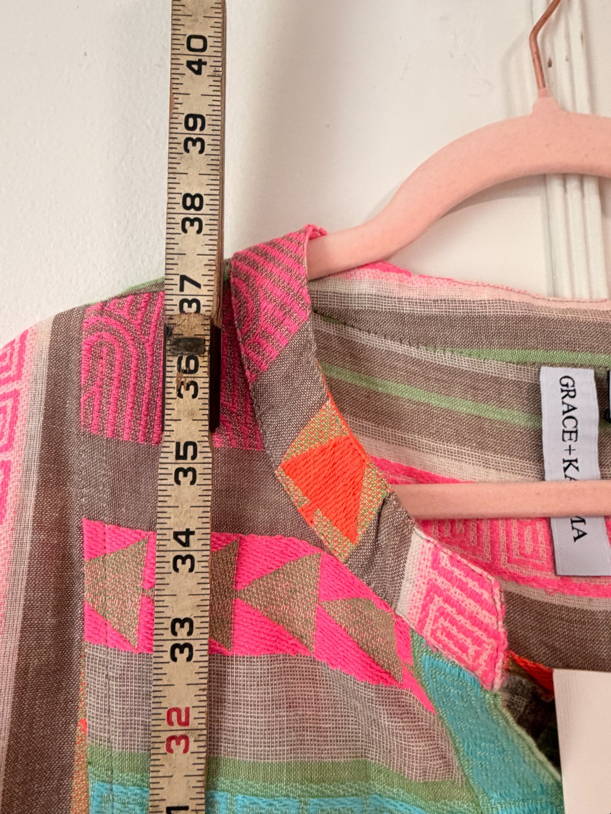 Grace Karma Womens Striped Tiered Boho Dress XL NWT Embroidered Neon Pink Fest