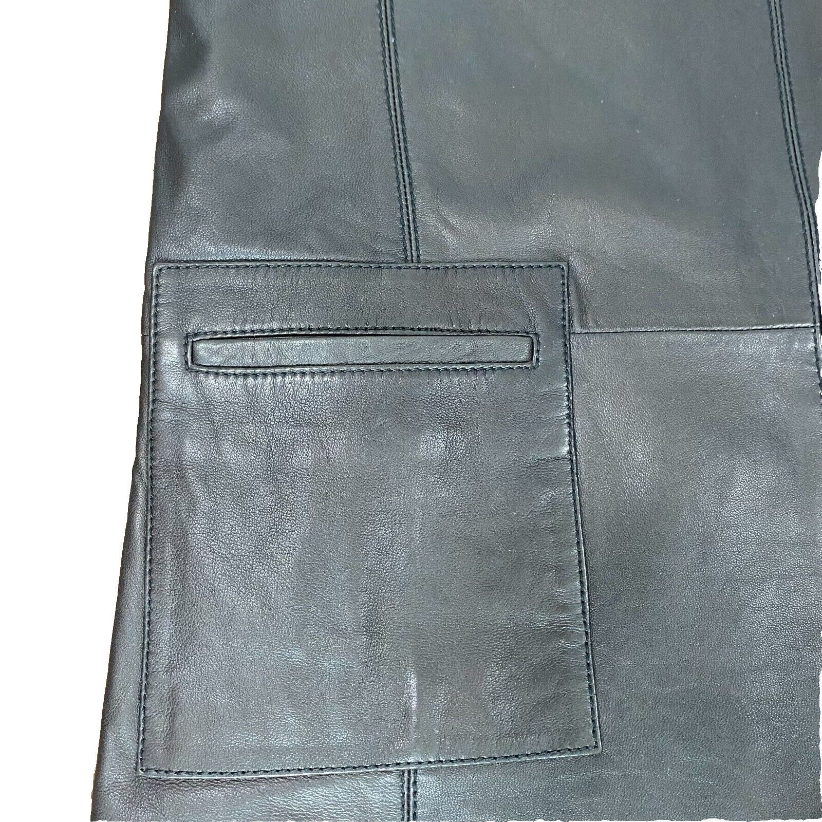 Halogen Black Leather A Line Sheath Dress Womens XS Sleeveless Knee Length VGC