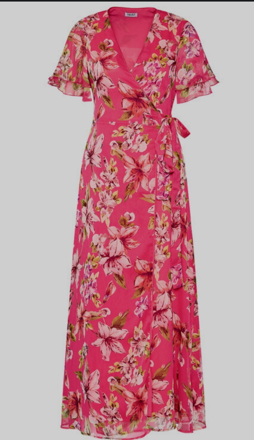 LIU JO beautiful floral print maxi long dress Sz 42IT 6 US