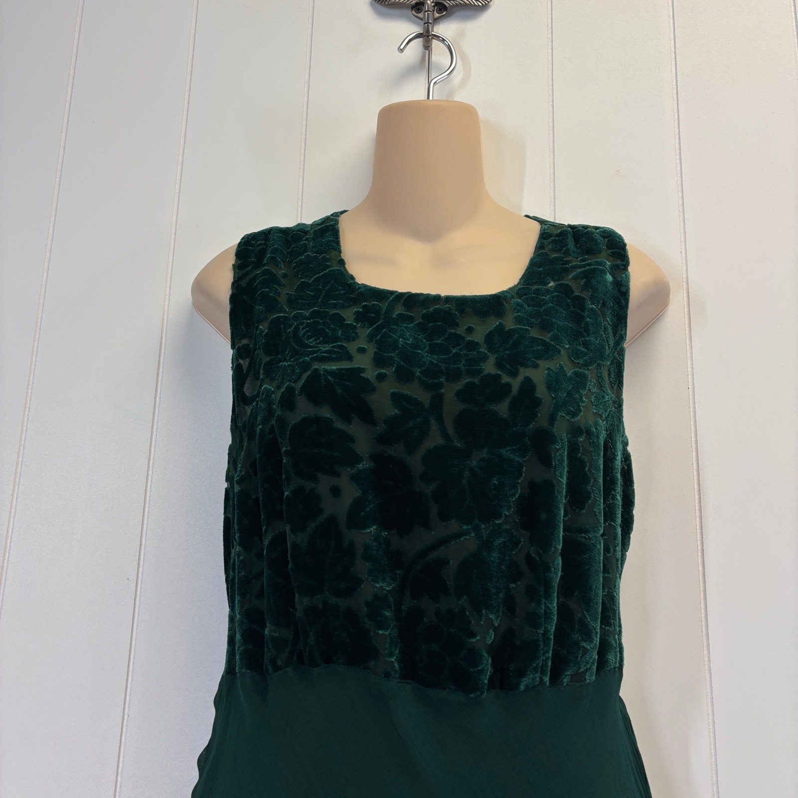 Vintage Nostalgia Whimsigoth Burnout Velvet Chiffon Maxi Dress Women L Regency