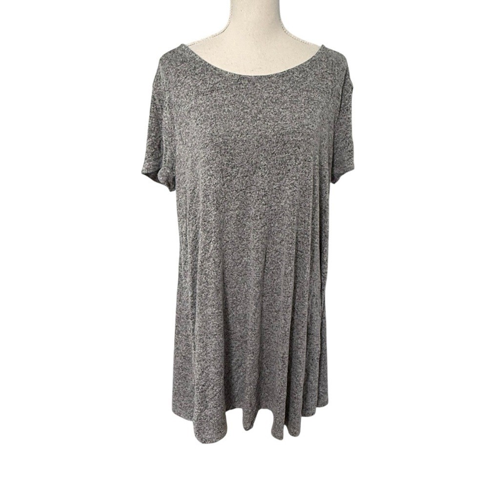 Old Navy Womens XL Grey Marl Short Sleeve Swing T-Shirt Mini Dress RN54023