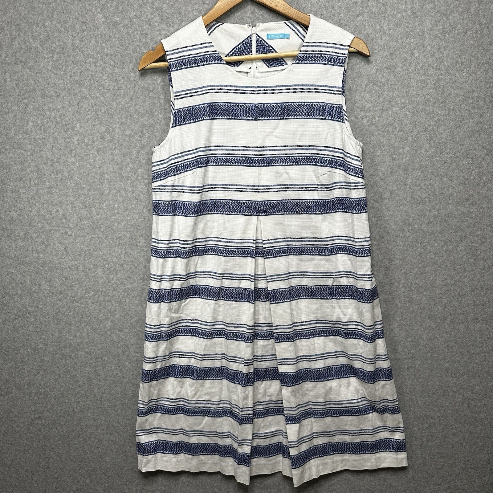 J. McLaughlin Tracy Tank Dress Cotton Navy and White Stripe Nautical Size Medium
