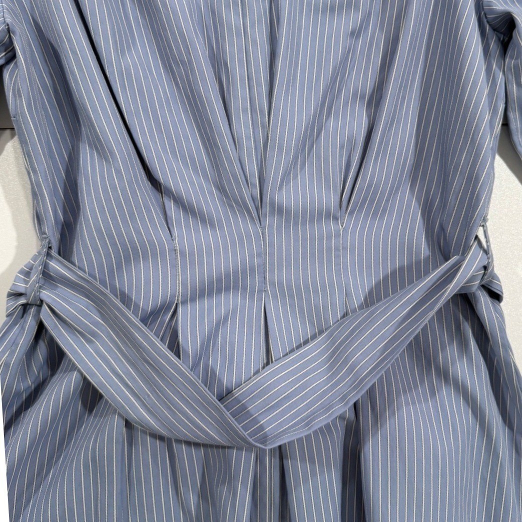 Primark Womens Blue White Striped Button Front Midi Shirt Dress Size 2 W475