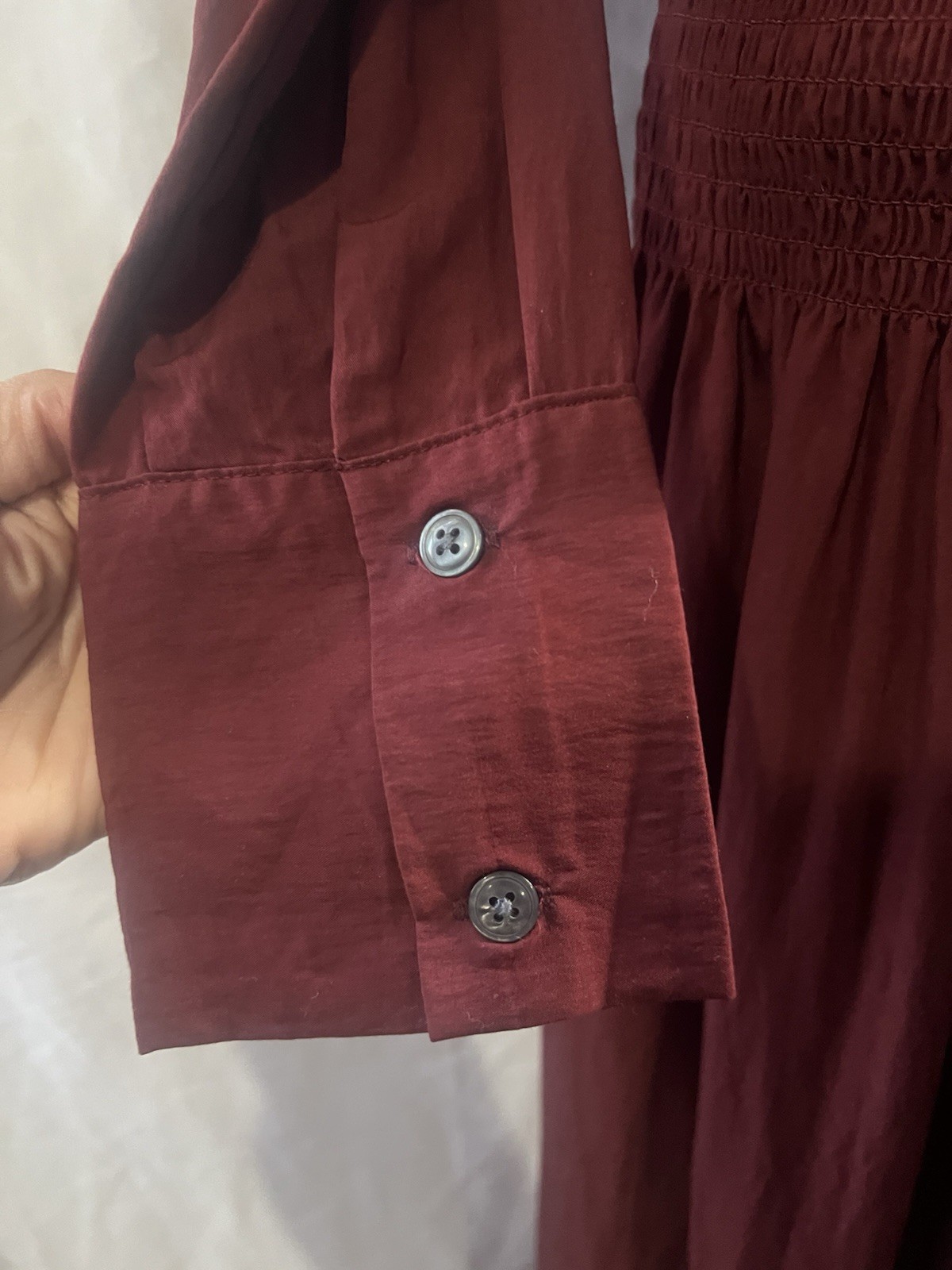 Women’s Collared Long Sleeve Smocked Midi Shirtdress – Future Collective Sz S