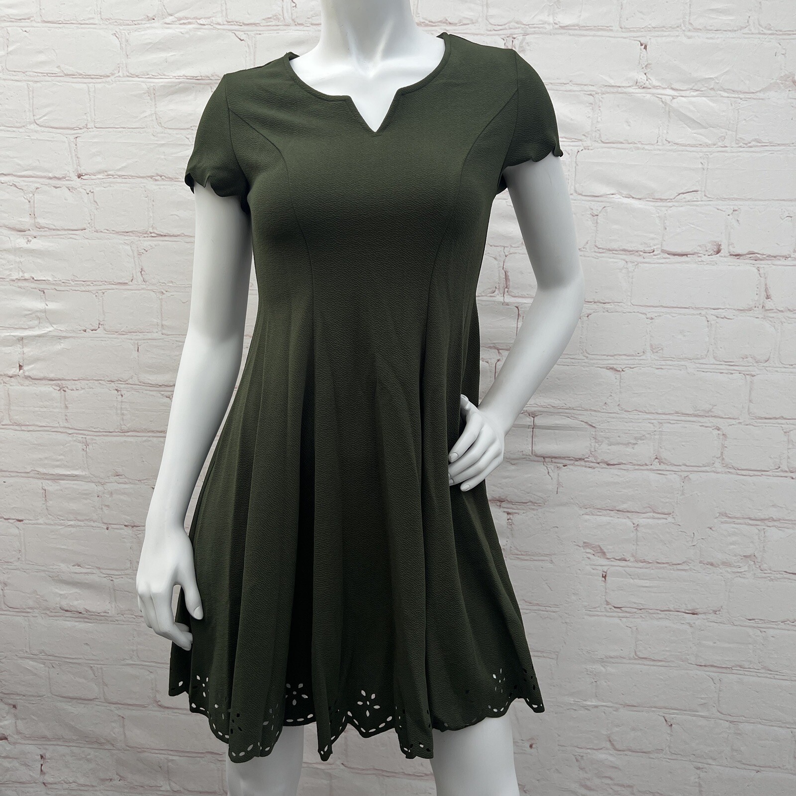 Aphratti Women Short Sleeve Cute Casual Summer Semi Formal A Line Green Dress S