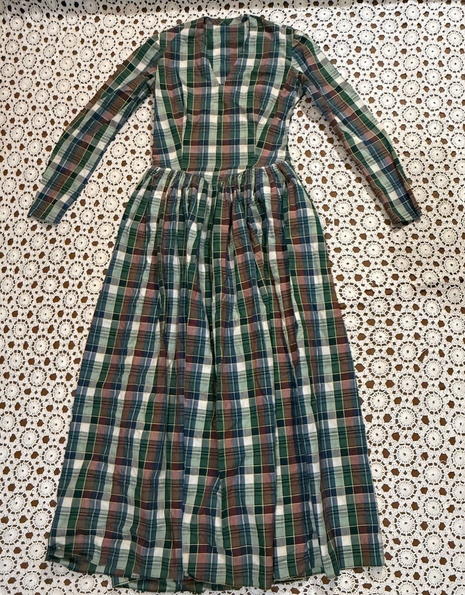 VTG 30s – 60s Dress Plaid Long Sleeve Cottage Core Prairie Western Cowgirl