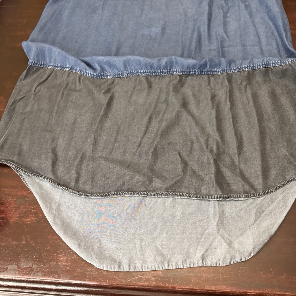 Ava & Viv Chambray Colorblock Dress Women’s 2X Blue Gray High-Low Hem
