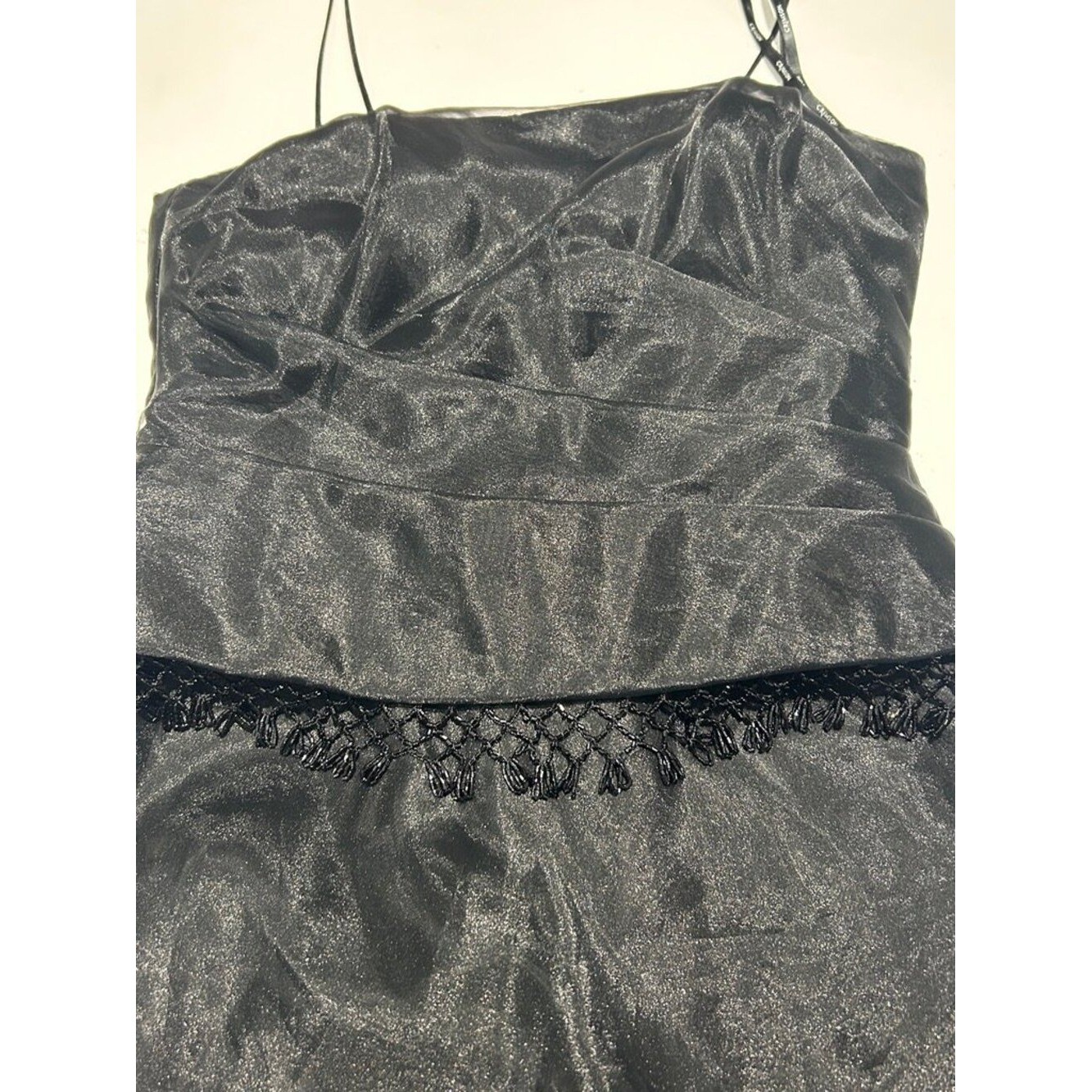 Crimson by Lawrence Kazar Black Chiffon Formal Evening Dress Size 8 USA