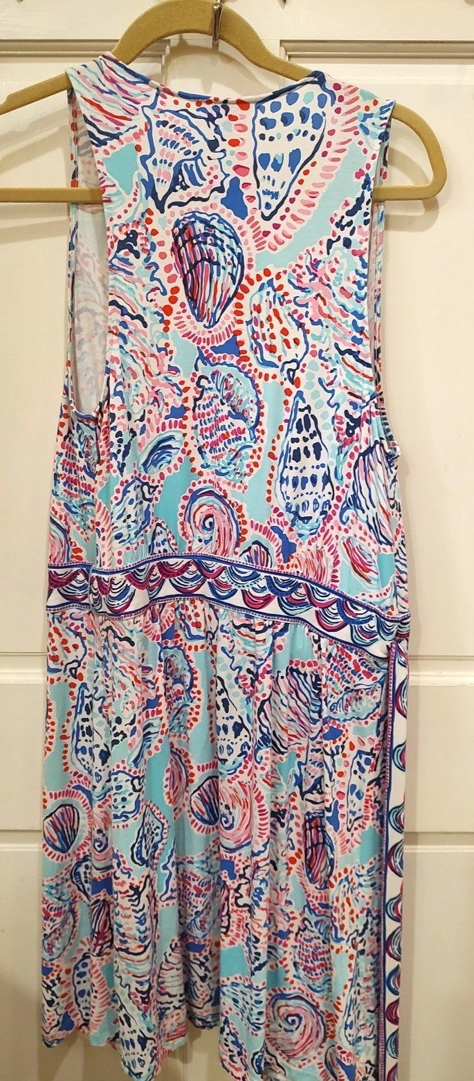 Lilly Pulitzer BELLINA WRAP DRESS Shell Me About It Blue Pink M 97172