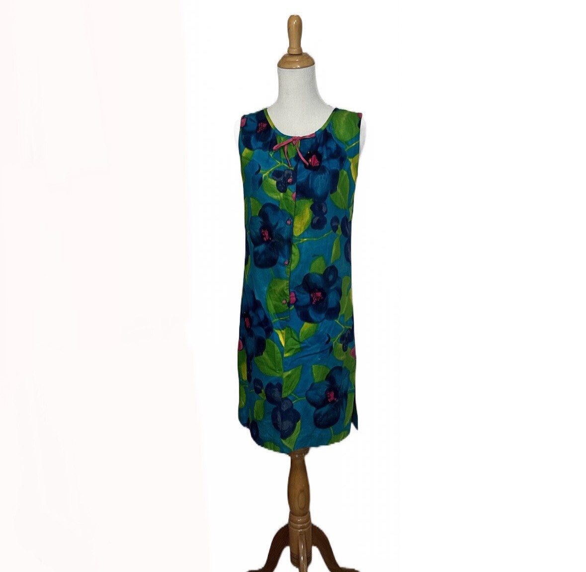 Vtg 60’s Aikane Fashions Hawaii Cocktail Shift Dress Mandarin Floral Aloha Sz S