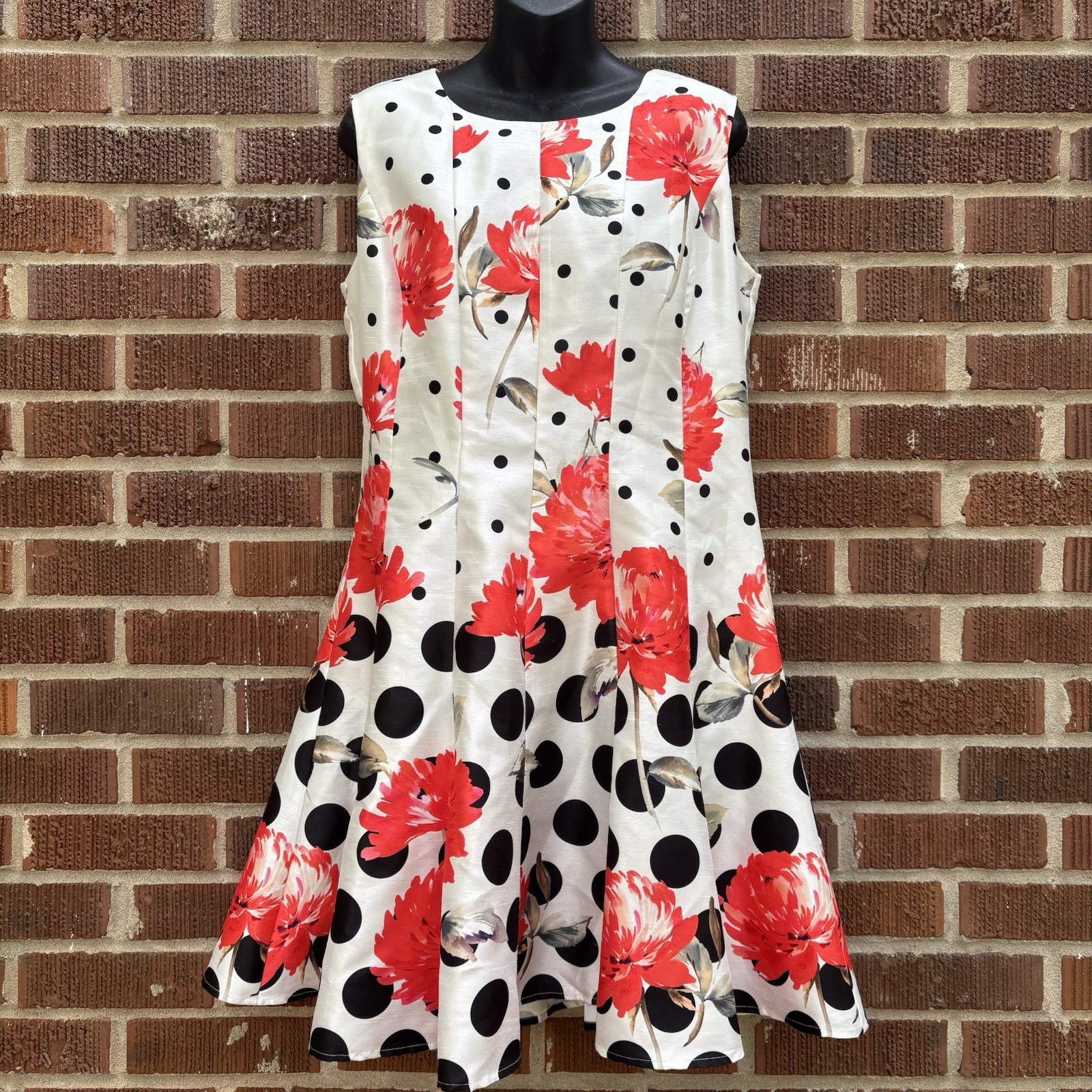 Samuel Dong Floral Polka Dot Fit & Flare Dress Size M Bold Statement Look