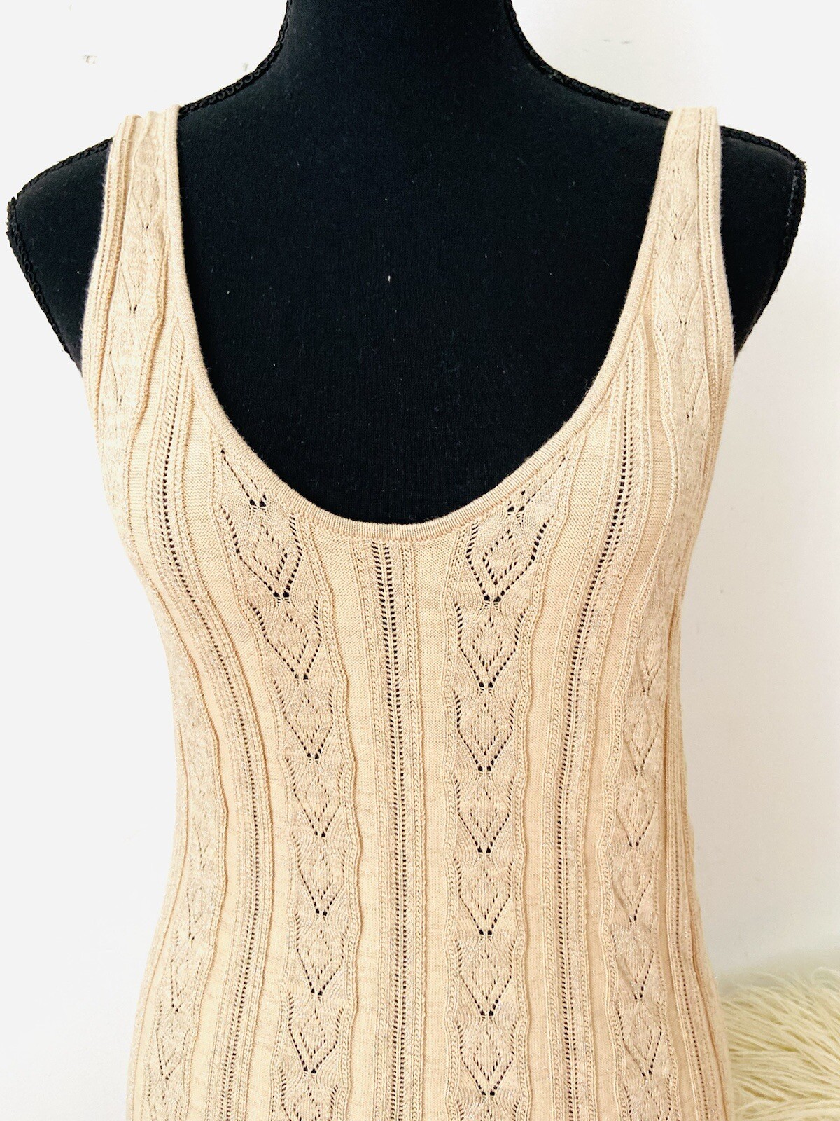 Spell & The Gypsy Collective Size S Frenchie Rib Knit Midi Dress Neutral Colour