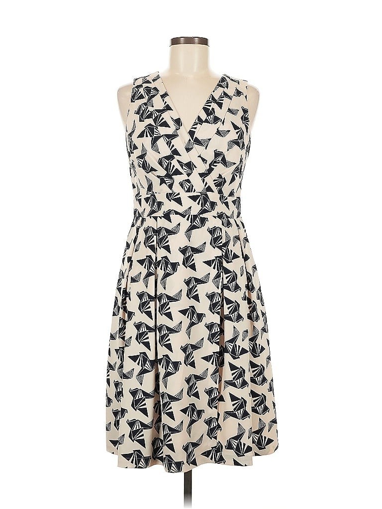 Eliza J Ivory Cream White and Black Paper Crane Birds Pattern Dress 8